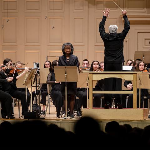 Anita Hill performs onstage with Boston Conservatory Orchestra