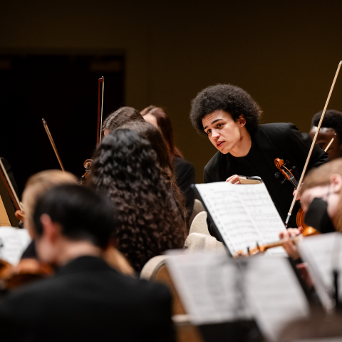 Caden Burston performing works at Symphony Hall in February 2024 