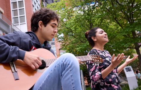Berklee Summer students performing outside