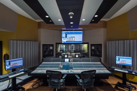 Control room for Berklee's Studio 1